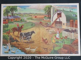 Large 1957 School Poster Printed by World Book Encyclopedia for Childcraft.  Measures approximately 40" x 26".  Has been folded.