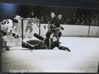 Black & White Large Format Photograph of Hockey Game. Measures approximately 16" X 20" on Photo Board.