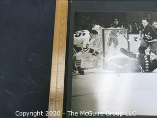 Black & White Large Format Photograph of Hockey Game. Measures approximately 16" X 20" on Photo Board.