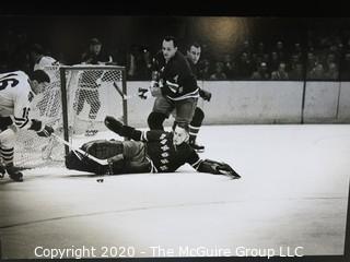 Black & White Large Format Photograph of Hockey Game. Measures approximately 16" X 20" on Photo Board.