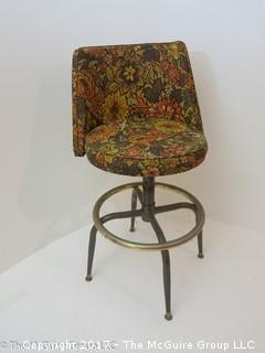 Mid-Century Swiveling Stool (note cut to fabric on seat)