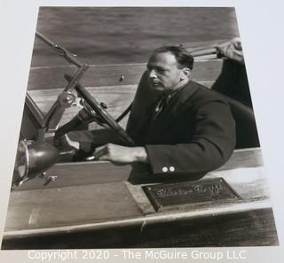 Black & White 8" x 10" Film Negative of Man in Wooden Chris Craft Boat: by Rickerby; circa 1950's.