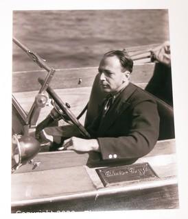 Black & White 8" x 10" Film Negative of Man in Wooden Chris Craft Boat: by Rickerby; circa 1950's.