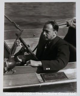 Black & White 8" x 10" Film Negative of Man in Wooden Chris Craft Boat: by Rickerby; circa 1950's.