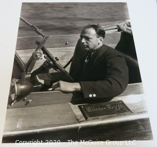 Black & White 8" x 10" Film Negative of Man in Wooden Chris Craft Boat: by Rickerby; circa 1950's.