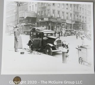 Black & White Photo Print (8" x 10") City Street Scene with Car. 
