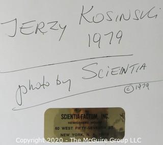 Photo: Print: Historical: Jerzy Kozinski 1979 B&W publicity photo and color personal photos with SIGNED correspondence 