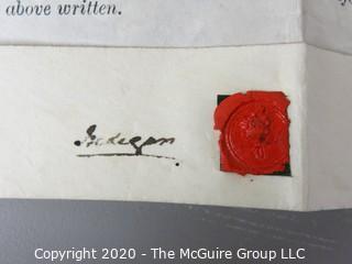 Collectible: Paper: Historical: Legal: 1888 Lease in Newport, Wales, England w/ tax stamp and wax seal and signature of Tom Westicott