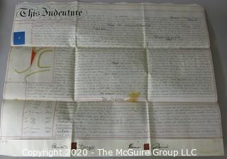 Collectible: Paper: Historical: Legal: 1874 property sale Redland in Bristol, England w/ mmap, tax stamp embossing and cancellation 22-10-74, wax seal of Edward Burges and Crown stamp