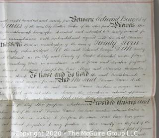 Collectible: Paper: Historical: Legal: 1874 property sale Redland in Bristol, England w/ mmap, tax stamp embossing and cancellation 22-10-74, wax seal of Edward Burges and Crown stamp