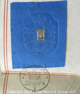 Collectible: Paper: Historical: Legal: 1874 property sale Redland in Bristol, England w/ mmap, tax stamp embossing and cancellation 22-10-74, wax seal of Edward Burges and Crown stamp