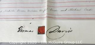 Collectible: Paper: Historical: Legal: 1874 property sale Redland in Bristol, England w/ mmap, tax stamp embossing and cancellation 22-10-74, wax seal of Edward Burges and Crown stamp