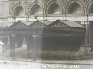 Large Black & White Print on Paper of Carnegie (Lyceum) Hall in 1910 from photo taken by Brown Brothers. Measures approximately  33" by 21 1/2". Folded with tears and foxing to edges.  