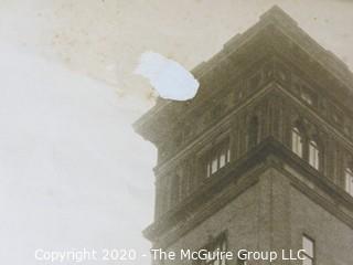 Large Black & White Print on Paper of Carnegie (Lyceum) Hall in 1910 from photo taken by Brown Brothers. Measures approximately  33" by 21 1/2". Folded with tears and foxing to edges.  