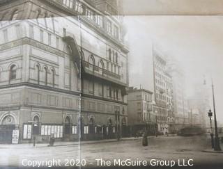 Large Black & White Print on Paper of Carnegie (Lyceum) Hall in 1910 from photo taken by Brown Brothers. Measures approximately  33" by 21 1/2". Folded with tears and foxing to edges.  