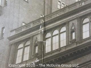 Large Black & White Print on Paper of Carnegie (Lyceum) Hall in 1910 from photo taken by Brown Brothers. Measures approximately  33" by 21 1/2". Folded with tears and foxing to edges.  