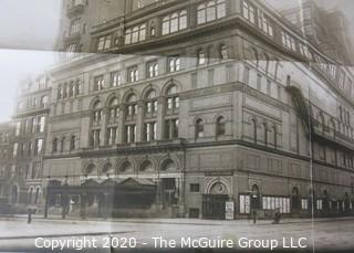 Large Black & White Print on Paper of Carnegie (Lyceum) Hall in 1910 from photo taken by Brown Brothers. Measures approximately  33" by 21 1/2". Folded with tears and foxing to edges.  