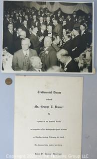 Photo: Print: Historical: Political: NYC 1930 w/ Flyer of Dinner for George E Brower 