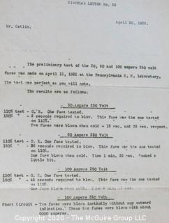 Collectible: Paper: Historical: Technical: Penn RR report of tests on fuses dated 1922