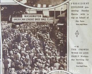 Collectible: Historical Newspaper. Washington Post 1924 with Pennant Winning Senators Baseball Team. 