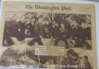 Collectible: Historical Newspaper. Washington Post 1924 with Pennant Winning Senators Baseball Team. 