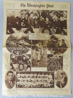 Collectible: Historical Newspaper. Washington Post 1924 with Pennant Winning Senators Baseball Team. 