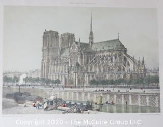 Collectible: Art: Paper: Historical: 1861: color tinted lithograph of Notre Dame