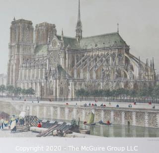 Collectible: Art: Paper: Historical: 1861: color tinted lithograph of Notre Dame