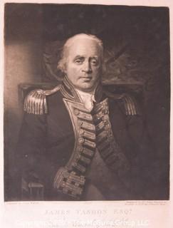 Art: Prints: Engraving: 1806 print of British Admiral James Vason Esq. 