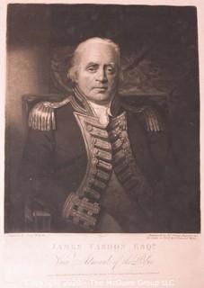 Art: Prints: Engraving: 1806 print of British Admiral James Vason Esq. 