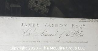 Art: Prints: Engraving: 1806 print of British Admiral James Vason Esq. 