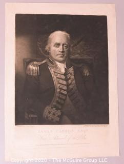 Art: Prints: Engraving: 1806 print of British Admiral James Vason Esq. 