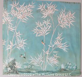 Paint on Paper of Birds & Bamboo, Unsigned. Measures approximately. 12.5"  by  12.75"