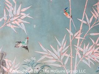 Paint on Paper of Birds & Bamboo, Unsigned. Measures approximately. 12.5"  by  12.75"