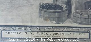 1902 Print of Buffalo NY in Decemver.  Measures approximately 22" X 18" with mat. Small tear near edge. 