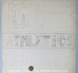 Art: Original: by Ralph H Stimson - Athletics theme.  Measures approximately 14" x 11". 