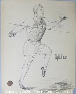 Art: Original: by Ralph H Stimson - Athletics theme.  Measures approximately 14" x 11". 