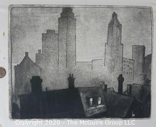 Art: Original: Pen-Ink: signed by Ralph H. Stimson  "Cincinnatti Skyline 1935  x"  by  x"