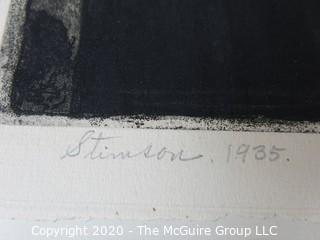 Art: Original: Pen-Ink: signed by Ralph H. Stimson  "Cincinnatti Skyline 1935  x"  by  x"