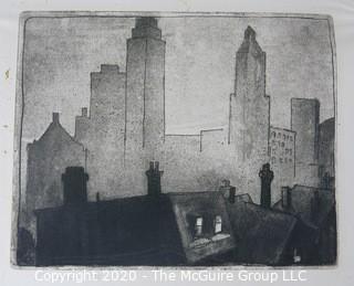 Art: Original: Pen-Ink: signed by Ralph H. Stimson  "Cincinnatti Skyline 1935  x"  by  x"