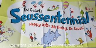 Collectible: Art: Paper: Historical: 1977 art poster on Dr. Seuss Centennial.  Measures approximately 42" x 22". 