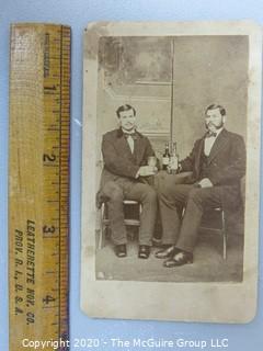 Cartes-de-Visite CDV Antique Cabinet Photo Card - Two Men Having a Drink