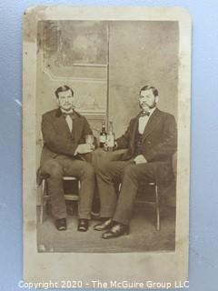 Cartes-de-Visite CDV Antique Cabinet Photo Card - Two Men Having a Drink