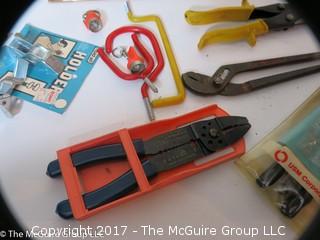 Tools including screwdrivers, wire strippers, tin snips, putty knives, alan wrenches, riveting tool, ...