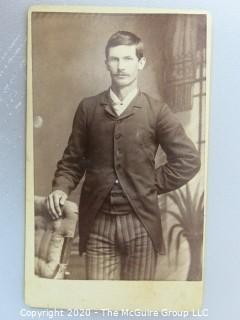 Cartes-de-Visite CDV Antique Cabinet Photo Card - Man Standing Next to Chair