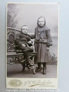 Cartes-de-Visite CDV Antique Cabinet Photo Card - Brother & Sister Identified as Vincent & Asta Swanson -
Photographer JG Wetterholm, Jonkoping