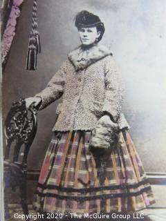 Cartes-de-Visite CDV Antique Cabinet Photo Card - Woman in Plaid Skirt