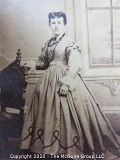 Cartes-de-Visite CDV Antique Cabinet Photo Card - Woman Standing By Chair, N.C. Lalonde, Photographer, Montreal.