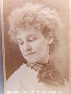 Cartes-de-Visite CDV Antique Cabinet Photo Card - Woman Looking Over Her Shoulder, Henry Barrett Boston MA