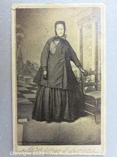 Cartes-de-Visite CDV Antique Cabinet Photo Card - Woman Identified as Mrs. George P Beirne, with Stamp.